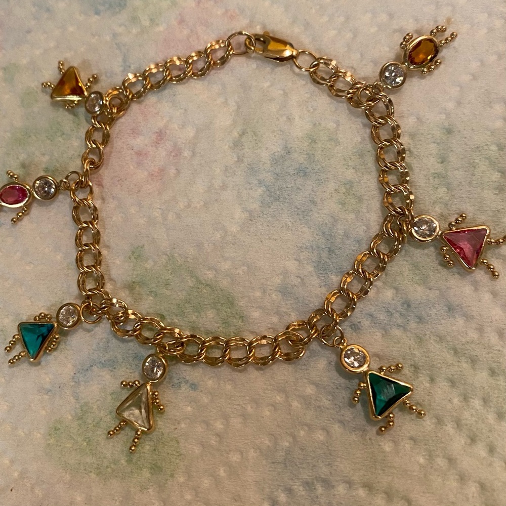 14KT Solid Gold Bracelet Pro chain 585 Birthstone Kids